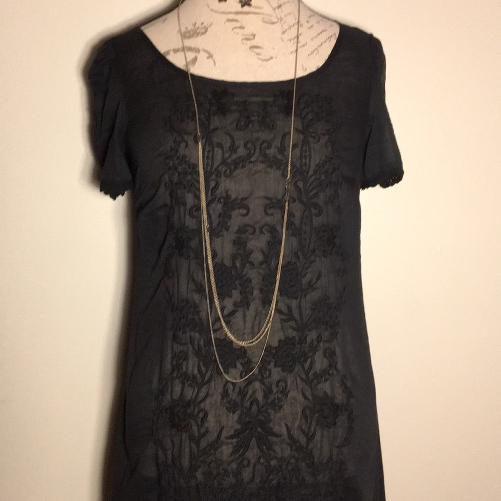 Kimchi & Blue black sheer dress w crochet detail M
